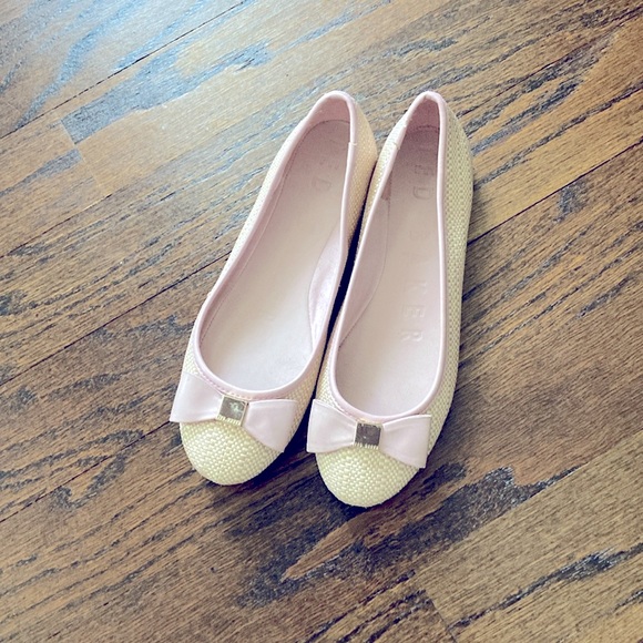 Ted Baker Pink Woven Ballet Flats with Bow - Picture 4 of 5